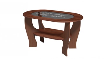 Стеклянный столик Овальный со вставкой из стекла, цвет Орех в Находке