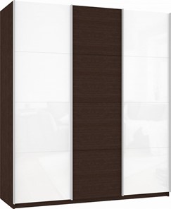 Шкаф 3-х створчатый Прайм (Белое стекло/ДСП/Белое стекло) 2100x570x2300, венге во Владивостоке