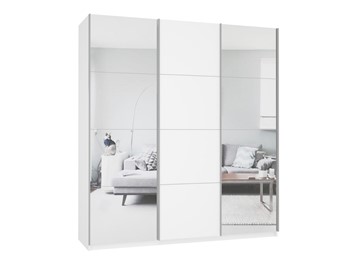 Шкаф 3-х дверный Прайм (Зеркало/ДСП/Зеркало) 1800x570x2300, белый снег в Артеме