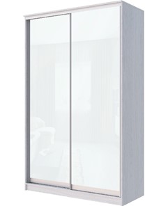 Шкаф двухдверный Хит-22-12-22 с цветным стеклом, белое №10, Ясень анкор светлый во Владивостоке