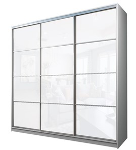 Шкаф 3-х дверный MAX МШ-25-6-24-222, Профиль Серебро/Цвет Белый/Oraclal Белый во Владивостоке