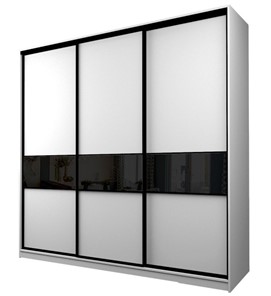 Шкаф 3-х створчатый MAX МШ-25-6-24-999, Профиль Черный/Цвет Белый/Oraclal Черный в Артеме