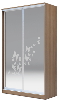 Шкаф 2-х дверный 2300х1362х620 два зеркала, "Бабочки" ХИТ 23-14-66-05 Ясень Шимо Темный во Владивостоке - изображение