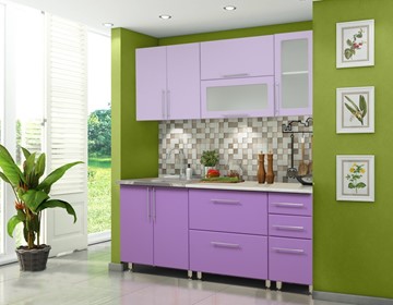 Гарнитур на кухню Мыло 224 2000х718, цвет Фиолет/Пастель фиолет в Артеме