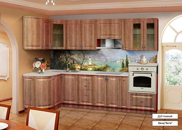 Кухонный угловой гарнитур Веста 1330х2800, цвет Дуб темный во Владивостоке