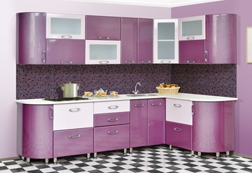 Модульная кухня Мыло 128 2700х1500, цвет Фиолет/Пастель фиолет во Владивостоке