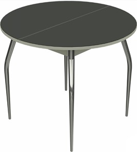 Круглый стол на кухню Ривьера исп. круг хром №5 (стекло черное/белый) во Владивостоке