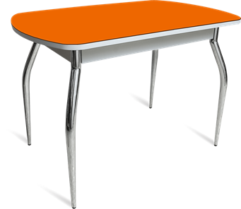 Раздвижной стол ПГ-07 СТ1 белое/оранжевое/35 хром фигурные гнутые в Артеме