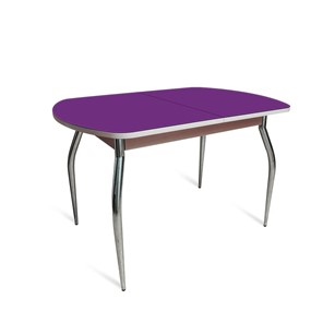 Кухонный стол ПГ-08 СТ2, дуб молочный/фиолетовое стекло/35 хром гнутые металл в Артеме