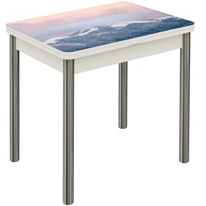 Кухонный раздвижной стол Бари хром №6 (Exclusive h181/белый) в Артеме