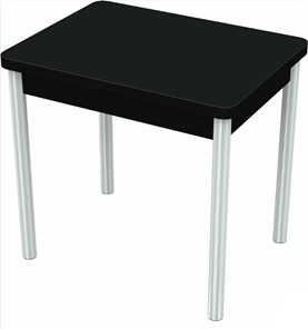 Кухонный стол раздвижной Бари хром №6 (стекло черное/черный) в Артеме