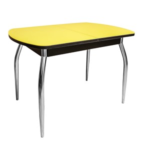 Кухонный раскладной стол ПГ-01 СТ2, венге/желтое стекло/35 хром гнутые металл в Артеме