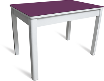 Обеденный стол Айсберг-05 СТ2, белое ЛДСП/фиолетовое стекло/40 массив белый в Находке
