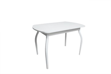 Стеклянный кухонный стол ПГ-02СТ белое/белое/крашенные фигурные в Находке