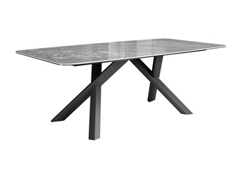 Керамический обеденный стол DikLine KS220 керамика Monsoon (серый глянец JA688) / опоры черные в Находке