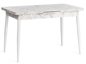 Кухонный стол раскладной ALTA (mod. 1183) ЛДСП+меламин/металл, 120+30х70х75, белый мрамор/белый, арт.19486 во Владивостоке