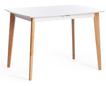 Небольшой стол Claire, дерево гевея/МДФ, 110+30x75x75 Белый/натуральный арт.15111 в Артеме