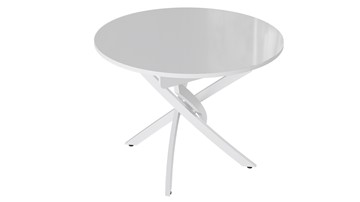 Круглый кухонный стол Diamond тип 3 (Белый муар/Белый глянец) в Находке