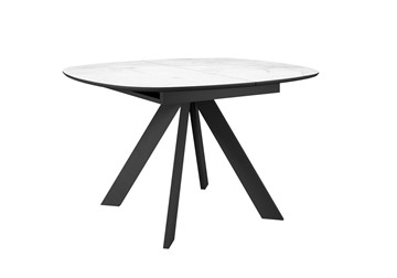 Овальный стол DikLine BK100 Керамика Белый мрамор/подстолье черное/опоры черные в Артеме