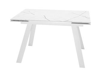 Керамический обеденный стол DikLine DKL140 Керамика Белый мрамор/опоры белые (2 уп.) в Артеме