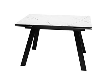 Кухонный стол раздвижной DikLine DKL140 Керамика Белый мрамор/опоры черные (2 уп.) во Владивостоке