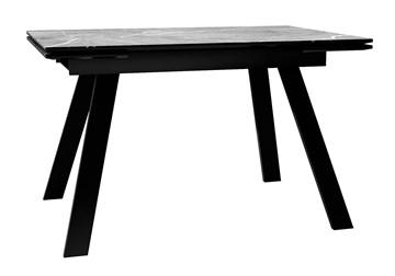 Стол обеденный раскладной DikLine DKL140 Керамика Серый мрамор/опоры черные (2 уп.) в Артеме