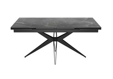 Стол обеденный раскладной DikLine KW160 мрамор С45 (керамика черная)/опоры черные в Уссурийске