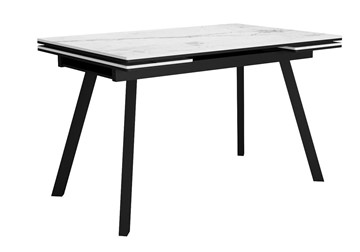 Стол обеденный раскладной DikLine SKA125 Керамика Белый мрамор/подстолье черное/опоры черные (2 уп.) в Артеме