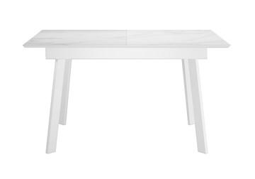Кухонный раздвижной стол DikLine SKH125 Керамика Белый мрамор/подстолье белое/опоры белые (2 уп.) в Артеме