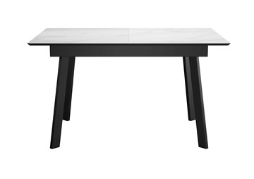 Керамический обеденный стол DikLine SKH125 Керамика Белый мрамор/подстолье черное/опоры черные (2 уп.) в Артеме