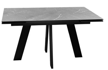 Стол раскладной DikLine SKM140 Керамика серый мрамор/подстолье черное/опоры черные (2 уп.) в Артеме