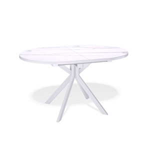Кухонный овальный стол DO1300 (белый/керамика мрамор белый) в Артеме