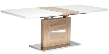 Кухонный стол раздвижной FOSTER (mod. 8070) high glossy/закаленное стекло, 160/200x90x75, дерево/белый во Владивостоке