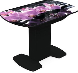 Кухонный раскладной стол Корсика исп. 1 Фотопечать (Цветы №30) 1100(1415)*700 в Артеме