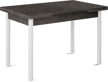 Кухонный стол раскладной Кубика Милан-2 EVO, ноги белые, серый камень в Артеме