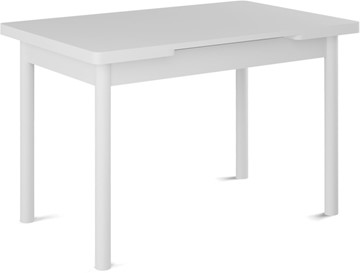 Кухонный стол раздвижной Милан-мини EVO (ноги металлические белые, белый цемент) во Владивостоке