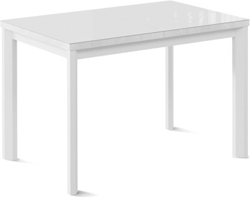 Кухонный раскладной стол Кубика Нагано-3G (ноги металлические белые, стекло cristal/белый цемент) во Владивостоке