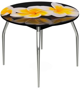 Обеденный раздвижной стол Ривьера - Круг, ноги метал. крашеные №24, ФП (Цветы №11) в Артеме