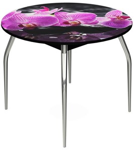 Обеденный раздвижной стол Ривьера - Круг, ноги метал. крашеные №24, ФП (Цветы №30) в Артеме
