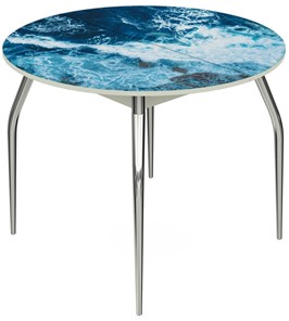 Кухонный раздвижной стол Ривьера - Круг, ноги метал. крашеные №24, ФП (Вода №15) во Владивостоке