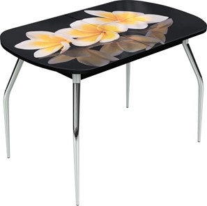Обеденный раздвижной стол Ривьера исп.1 ноги метал. крашеные №24 Фотопечать (Цветы №11) в Артеме