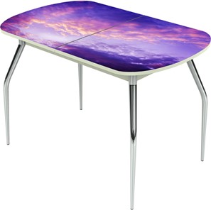 Кухонный раздвижной стол Ривьера исп.1 ноги метал. крашеные №24 Фотопечать (Текстура №48) в Артеме