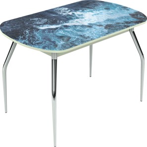 Обеденный раздвижной стол Ривьера исп.1 ноги метал. крашеные №24 Фотопечать (Вода №15) в Артеме