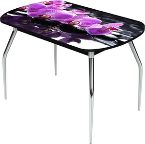 Кухонный стол раздвижной Ривьера исп.2 ноги метал. крашеные №24 Фотопечать (Цветы №30) в Артеме