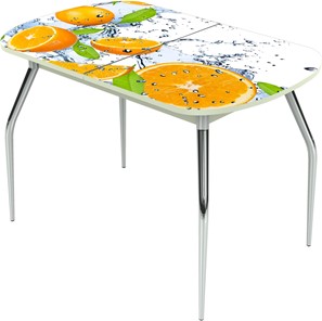 Кухонный раздвижной стол Ривьера исп.2 ноги метал. крашеные №24 Фотопечать (Фрукты №16) в Артеме