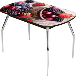 Кухонный раскладной стол Ривьера исп.2 ноги метал. крашеные №24 Фотопечать (Фрукты №27) в Артеме
