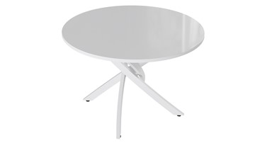 Мини-стол на кухню Diamond тип 2 (Белый муар/Белый глянец) в Артеме