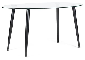 Стеклянный обеденный стол KASSEL (mod. DT333) металл/закаленное стекло (10 мм), 150х90х75см, черный в Находке