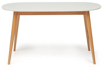 Обеденный стол MAX (Макс) бук/мдф 140х80х75 Белый/Натуральный Бук арт.10462 в Артеме