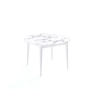 Обеденный круглый стол Kenner W1200 (Белый/Мрамор белый) в Уссурийске